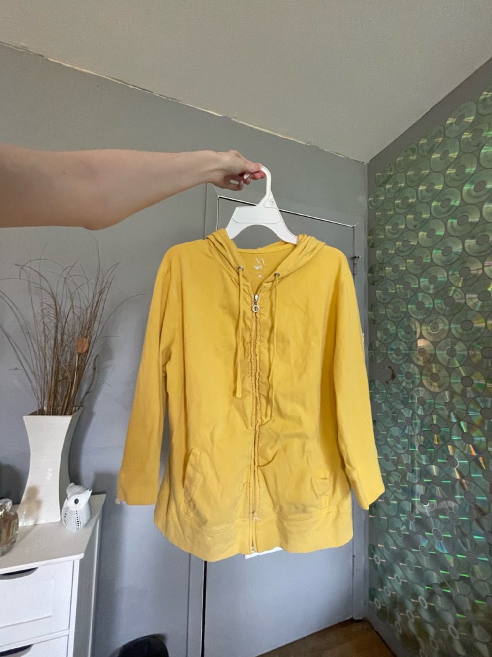Yellow Hooded Zip-Up